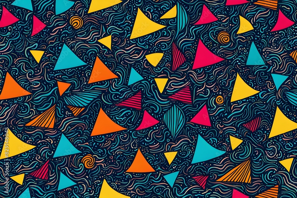 Poster a colorful pattern of triangles and squares