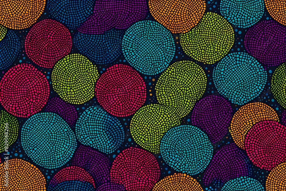 Poster a colorful pattern of circles with a black background