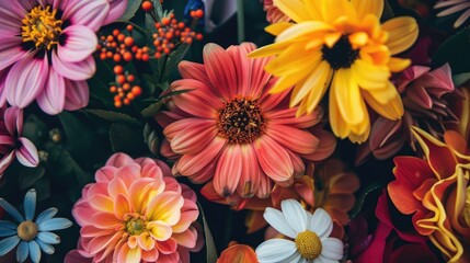 Colorful flower bunch in closeup