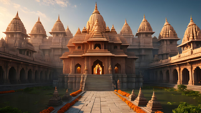 Shree Ram enter in new ayodhya mandir, Generative AI