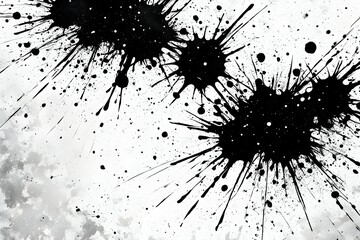Two black ink splatters on a white background