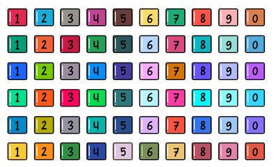 Number 0-9 In Colorful Square