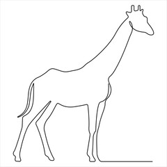 Continuous single line drawing of a giraffe animal concept single line draw design vector illustration