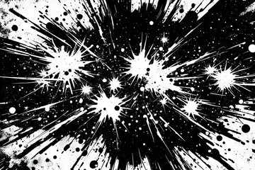 A black and white photo of a black and white explosion with white