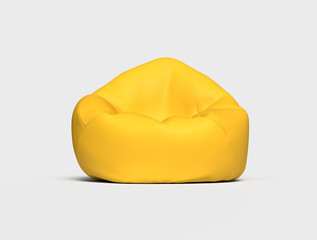 yellow beanbag chair isolated. 3d illustration