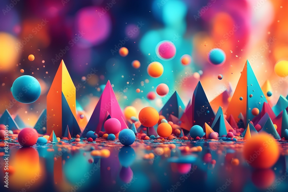 Poster a colorful image of many different colored balls and shapes
