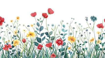 Ilustración flores del campo con fondo blanco 
