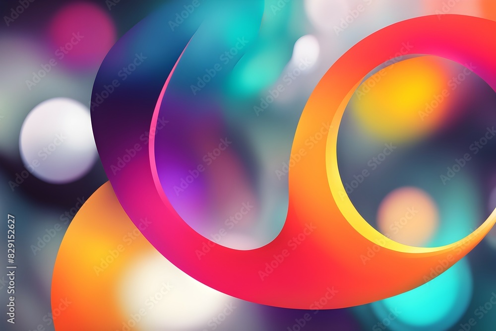Poster a colorful, abstract design with a curved line and a circle
