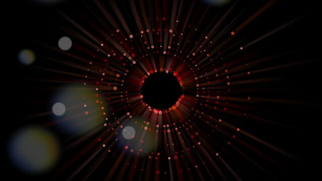 A logo with a black hole center, showcasing symmetry and visual effect lighting