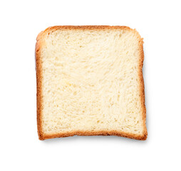 One piece of fresh toast bread isolated on white, top view