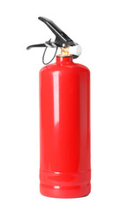 One red fire extinguisher on white background