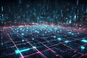 Obraz premium A computer generated image of a cityscape with a lot of lights