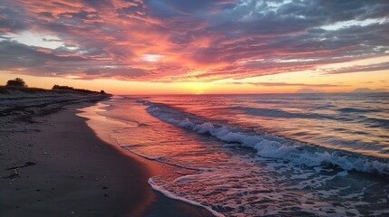 View of the beach at sunset
