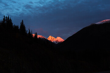 Snow Cap Sunset Mountains