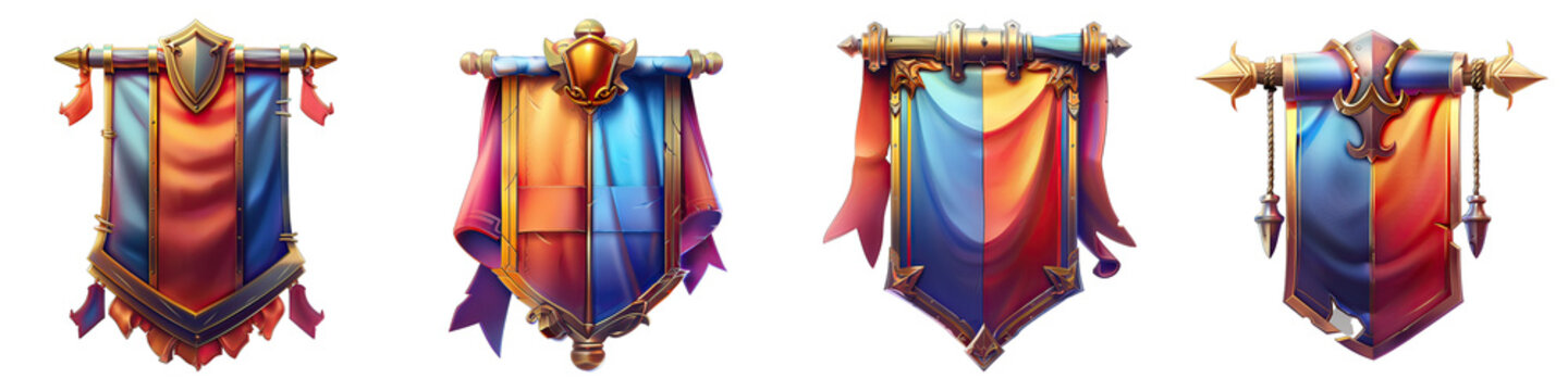 Battle Standard isolated on transparent png background collection set . Generative ai