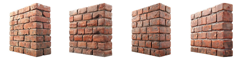 Obraz premium Brick Wall isolated on transparent png background collection set . Generative ai