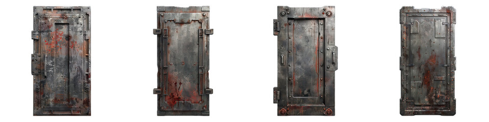Bunker Door isolated on transparent png background collection set . Generative ai