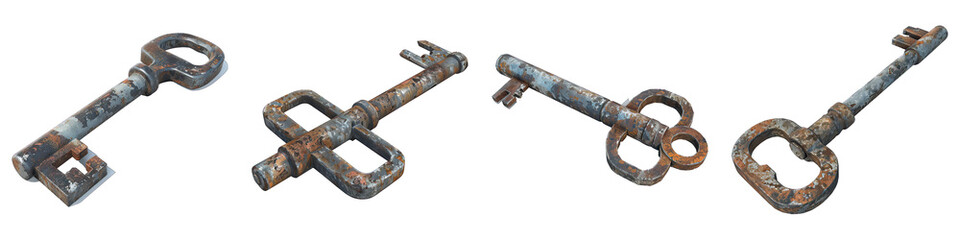 Bunker Key isolated on transparent png background collection set . Generative ai