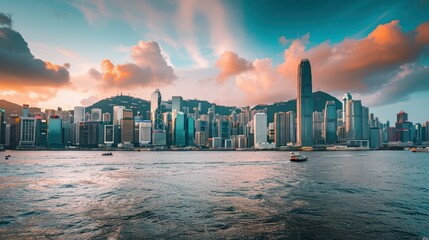 Naklejka premium Hong Kong City Skyline and Architectural Landscape 