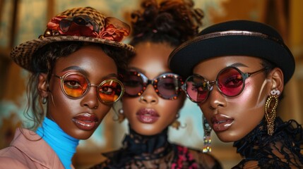 A high-fashion photoshoot with models posing with elegant hourglasses as accessories