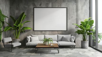 modern living room with sofa and mockup