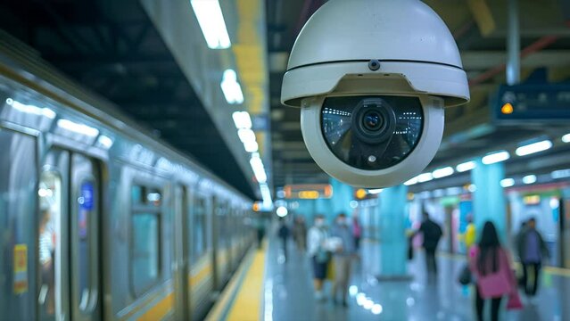 Pushing towards a facial recognition and identification camera win a subway station