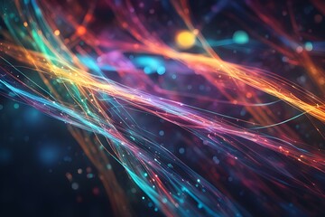 Obraz premium A colorful, abstract image of a rainbow with a blue background