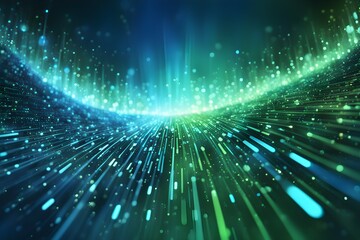 A green and blue image with a lot of sparkles