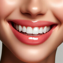 Smiling female mouth with shiny healthy white teeth