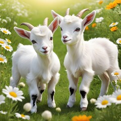 Fototapeta premium goat, animal, farm, grass, cow, sheep, mammal, field, nature, livestock, meadow, agriculture, generative AI