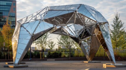 Light steel structure with Abstract backdrop of modern glass and steel architecture. Background with selective focus and copy space