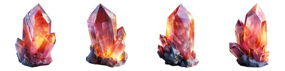 Magic Crystal isolated on transparent png background collection set . Generative ai