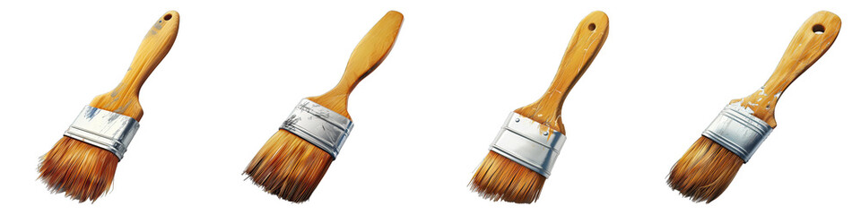 Paintbrush  isolated on transparent png background collection set . Generative ai