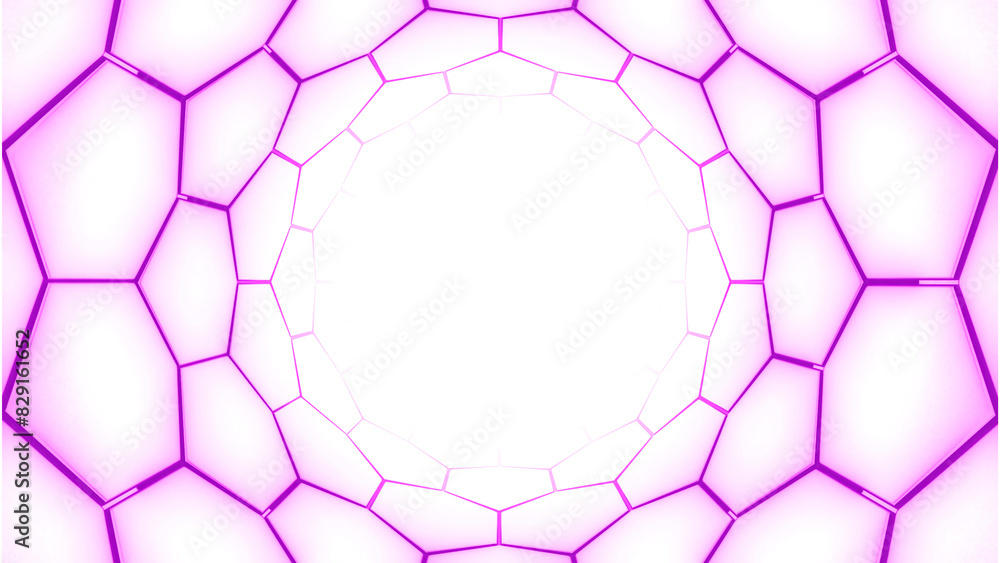 Aufkleber abstract spinning light tunnel with hexagonal shapes. design. rotating neon walls of light corridor.