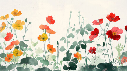 Naklejka premium Ilustracion flores del campo con fondo blanco 