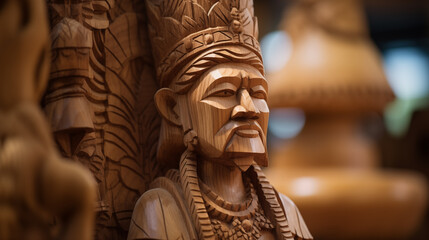  Closeup Wooden Bahirawa Sculpture by Carpenter