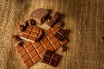 Overhead shot of various types of chocolate