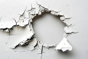 Crack in White Wall: Detailed Close-Up Image