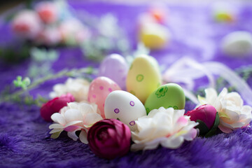 イースターエッグと花