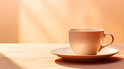 Steaming Coffee Cup in Sunlit Room