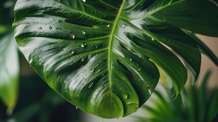 Obraz premium leaf with water drops