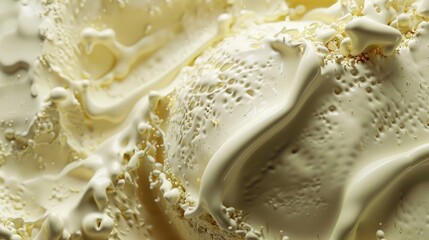Scoop of vanilla ice cream close-up. Generative Ai.