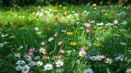 Grass and Flowers in a Scenic Grasslan