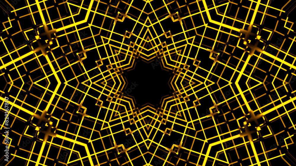 Poster abstract pulsating ornamental kaleidoscope. design. hypnotic effect of lines creating symmetrical pa