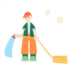 Farmer character, flat cartoon vector illustration.Farming vector illustration.