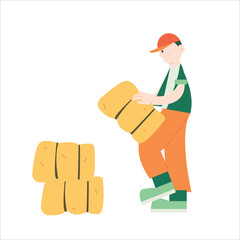 Farmer character, flat cartoon vector illustration.Farming vector illustration.