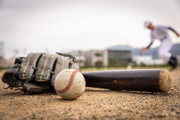野球のグローブとボール　baseball glove and ball