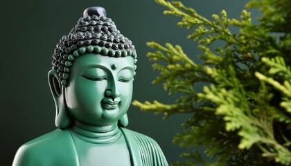green buddha statue