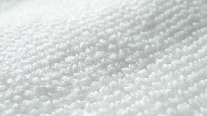 Fototapeta premium A close-up reveals a white textile, its fibrous strands densely woven, creating a soft, fluffy texture. Light reflects off individual fibers, suggesting a synthetic composition. 