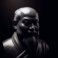 Ancient China in Stone. The Marble Sculpture of Zhuangzi. Generative AI